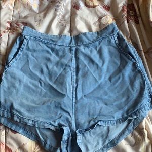 Forever 21 light blue denim high-waisted shorts